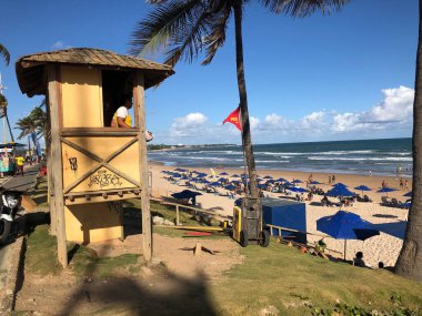 Halkın plaj sahnesinde insanlar gün ışığında