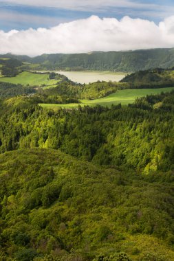 Nehir ve gölü olan güzel bir manzara.