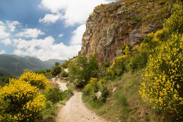 Eski terk edilmiş çiftlik evi ya da dağın yanındaki hayvan kulübesi ya da dağ yürüyüşü patikası.