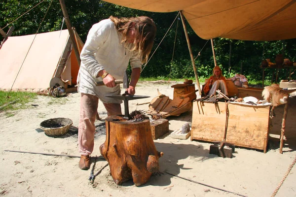 Het Festival Van Oude Cultuur Middeleeuwen Tijd Leven Mensen Kostuums — Stockfoto