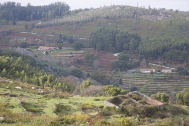 Nehir ve dağ sırası olan güzel bir manzara.