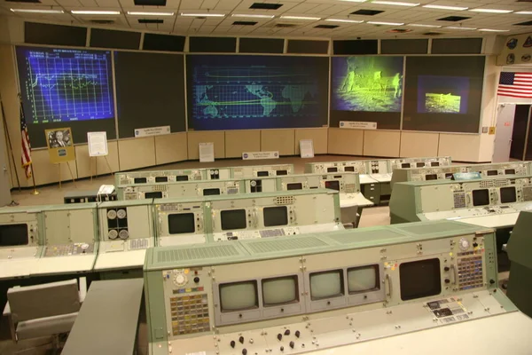 Centro Control Misión Original Centro Espacial Houston Texas — Foto de Stock