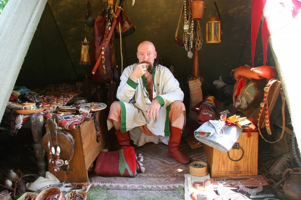 Het Festival Van Oude Cultuur Middeleeuwen Tijd Leven Mensen Kostuums — Stockfoto