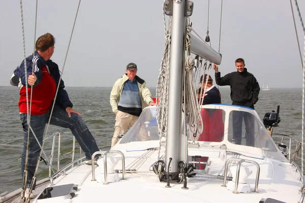 Unknown Group Men Fishing Yacht — Foto Stock