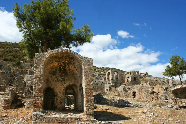 Ruïnes Van Oude Kuststad Anamurium Citadel Huizen Stadsmuur — Stockfoto