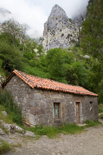 Dağlardaki eski taş ev.