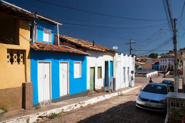 Città Tropicale Scena Strada Con Gente — Foto Stock