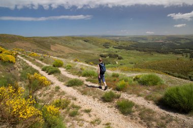 genç adam dağlarda hiking