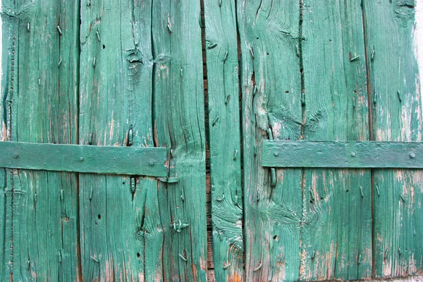 Closed Green Wooden Shutters — Stock Photo, Image