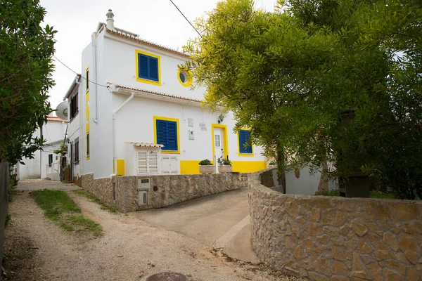 Small Town Street Scene Buildings Trees — 图库照片