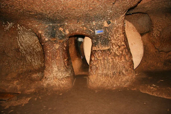 Ciudades Abandonadas Subterráneas Históricas Era Bizantina Pavo Capadocia Salas Estar — Foto de Stock