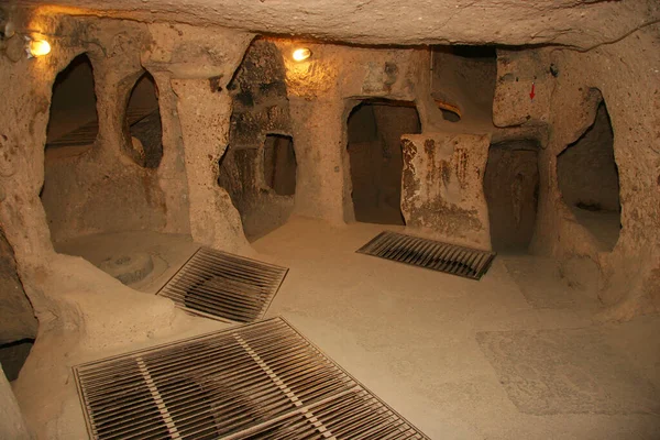 Historic Underground Abandoned Cities Byzantine Era Cappadocia Turkey Living Rooms — Stock Photo, Image