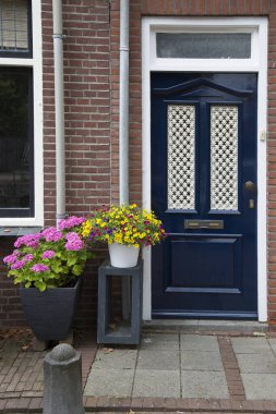 Mavi kapısı olan eski güzel bir ev.