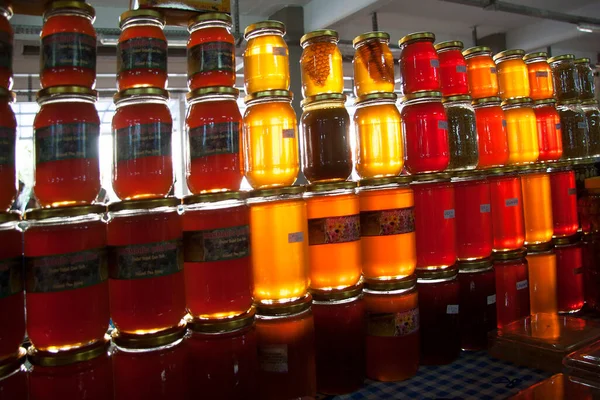 Shelves Different Types Jars — Stock Photo, Image