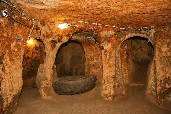 Historic Underground Abandoned Cities Byzantine Era Cappadocia Turkey Living Rooms — Stock Photo, Image