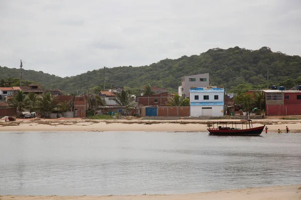 Plaża Falami Morskimi Wybrzeżu Ilheus Brazylia — Zdjęcie stockowe