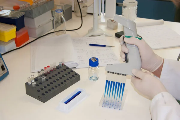 Scientist Working Microscope Laboratory — Stock Photo, Image