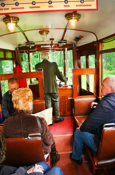 Interiér Tramvaje Ulici Městě Lisabon — Stock fotografie