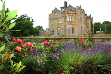 Güzel şato mimarisinin manzarası.