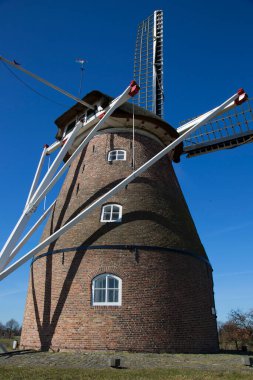 Ayrıntılar ve yakın çekim tipik Hollanda yel değirmeni