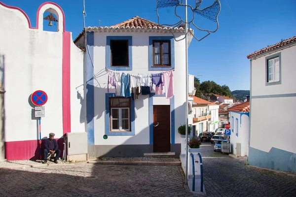 Maisons Blanches Dans Rue Vieille Ville Méditerranéenne — Photo