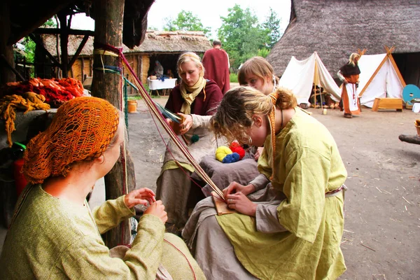 Das Fest Der Antiken Kultur Mittelalterliches Leben Menschen Kostümen Die — Stockfoto
