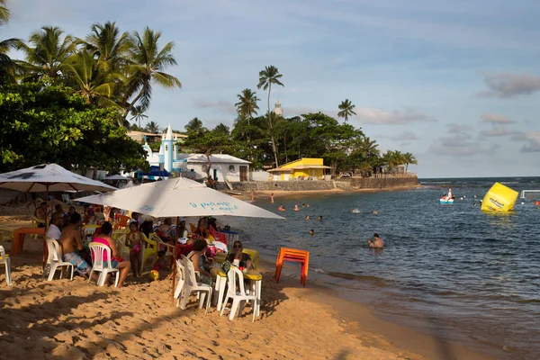 Uitzicht Mensen Die Rusten Het Openbare Strand Reis Schot — Stockfoto