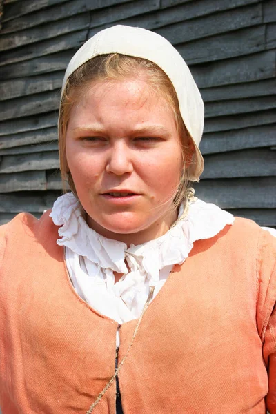 Young Woman Medieval Costume Travel Shot — Stock Photo, Image