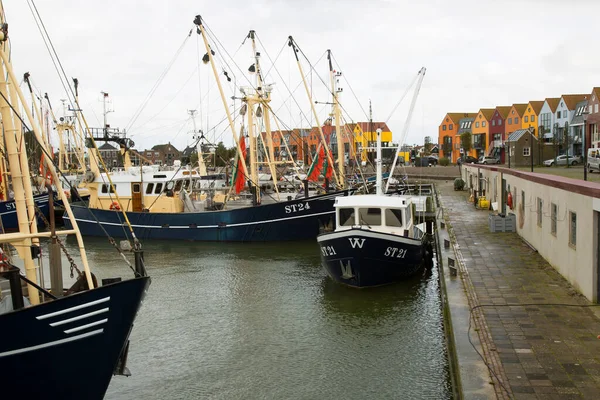 Navi Storiche Pescherecci Sono Ormeggiati Sulla Banchina Porto Ijsselmeer — Foto Stock