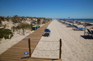 Plaj sandalyeleri denizin kumlu sahillerinde