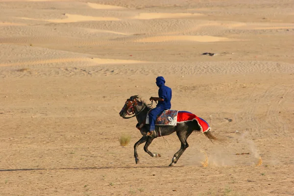 Hombres Con Caballos Árabes Desierto — Foto de Stock