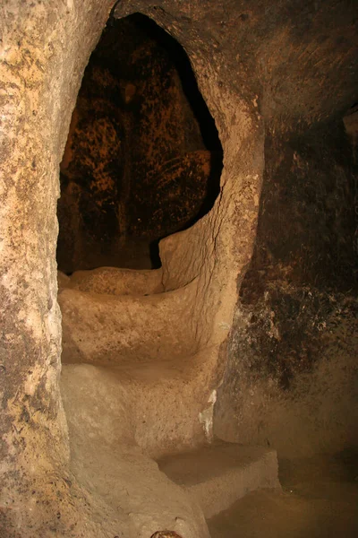 Historic Underground Abandoned Cities Byzantine Era Cappadocia Turkey Living Rooms — Stock Photo, Image