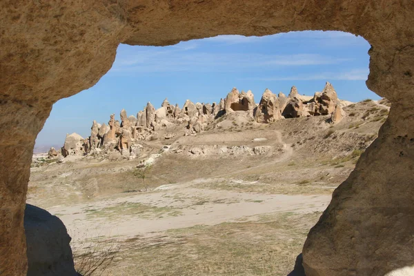 Słynne Starożytne Skalne Mieszkania Cappadocia Turcji — Zdjęcie stockowe