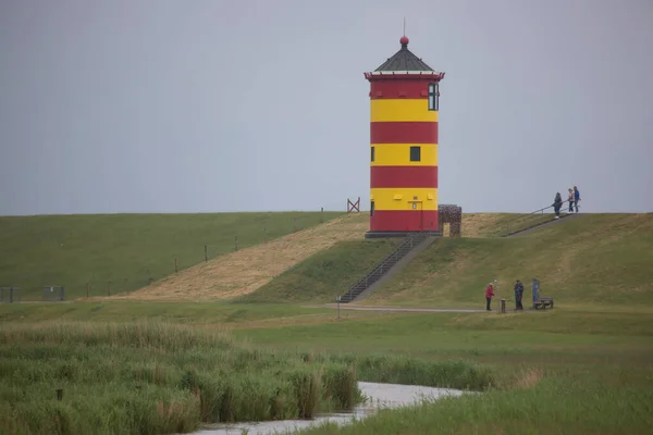 Pilsumer Leuchtturm Farol Listrado — Fotografia de Stock