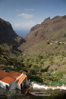 Yeşillikli kıyı kenti mimarisi manzarası