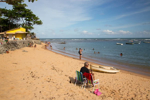 Uitzicht Mensen Die Rusten Het Openbare Strand Reis Schot — Stockfoto