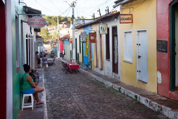 Città Tropicale Scena Strada Con Gente — Foto Stock