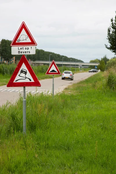 Varovný Signál Bobří Deska — Stock fotografie