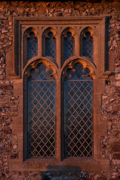 Old Wooden Window Glass Brown Stone — стоковое фото