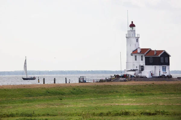 Alter Leuchtturm Und Wohnbereich Inselrand Und Ende Der Langen Seebrücke — Stockfoto