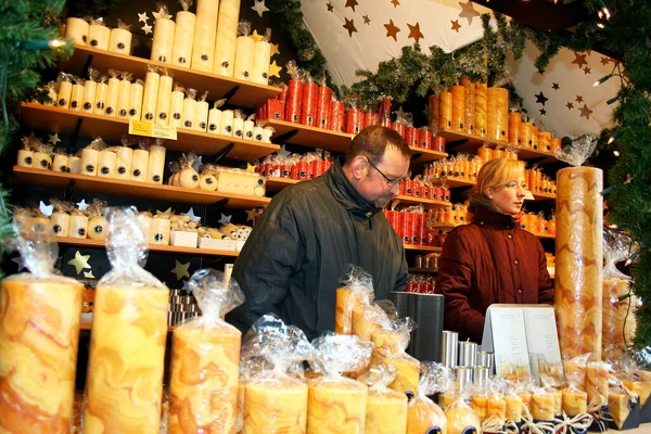 Utsikt Över Olika Stånd Julmarknader — Stockfoto