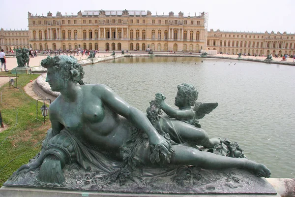 Bellissimo Giardino Con Fontane Statue Versailles — Foto Stock