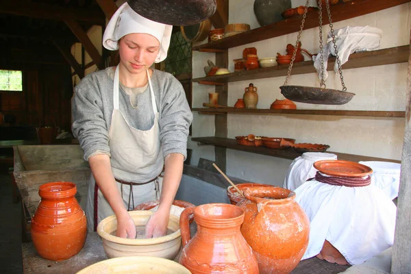 Het Festival Van Oude Cultuur Middeleeuwen Tijd Leven Mensen Kostuums — Stockfoto