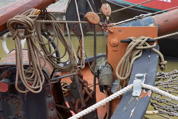 Nahaufnahme Von Detaillierten Objekten Holzboot — Stockfoto