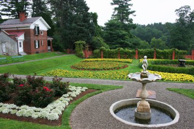 Güzel çiçekler ve bitkilerle dolu park