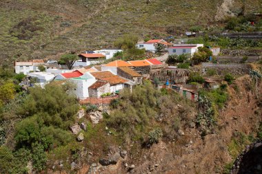 Yeşillikli kıyı kenti mimarisi manzarası