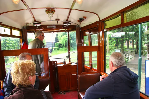 Intérieur Tramway Dans Rue Ville Lisbonne — Photo