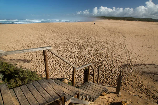 Vista Sobre Paisagem Costeira Natural Montanhosa Com Dunas Baixa Matagal — Fotografia de Stock