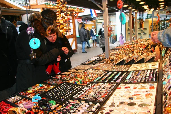 Utsikt Över Olika Stånd Julmarknader — Stockfoto