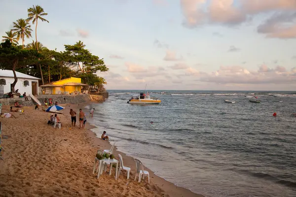 Uitzicht Mensen Die Rusten Het Openbare Strand Reis Schot — Stockfoto